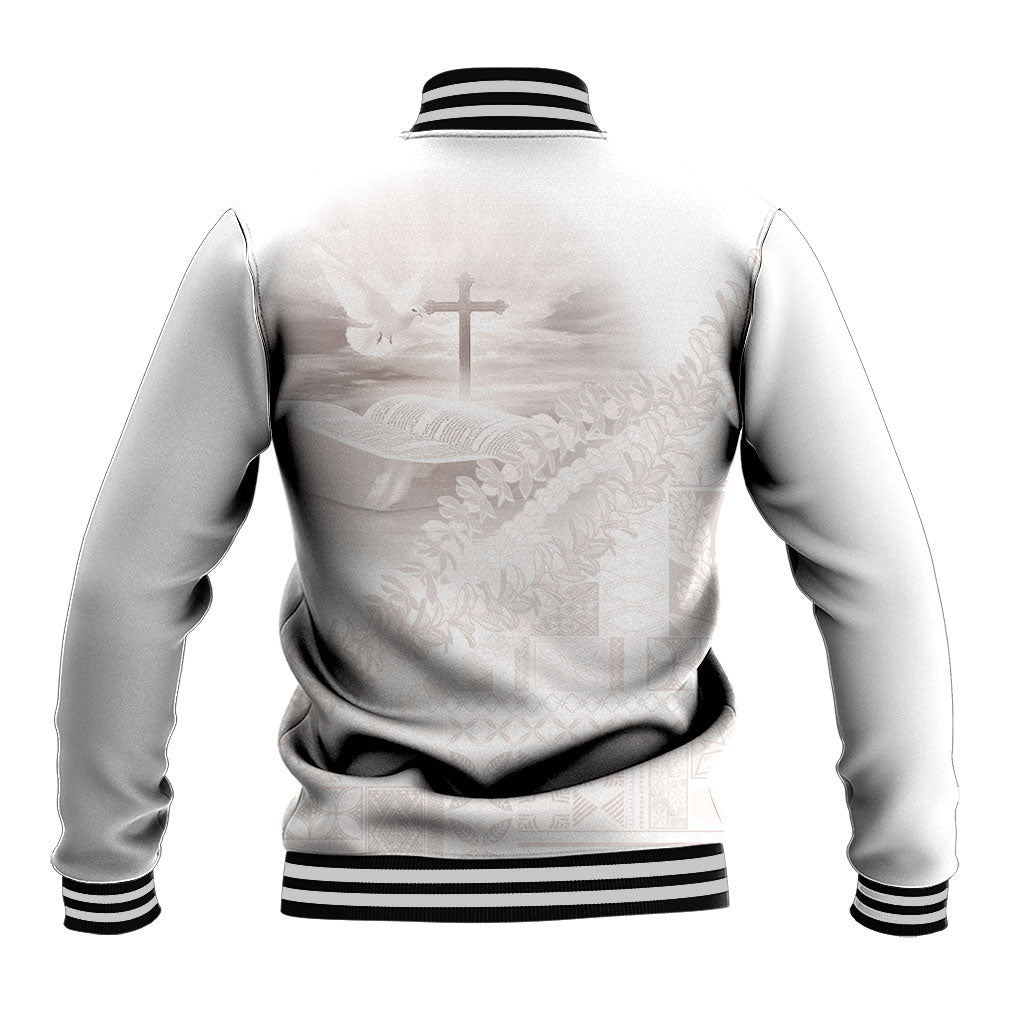Samoa Lotu Tamaiti White Prayers Baseball Jacket Floral Mamanu Siapo LT7 - Polynesian Pride