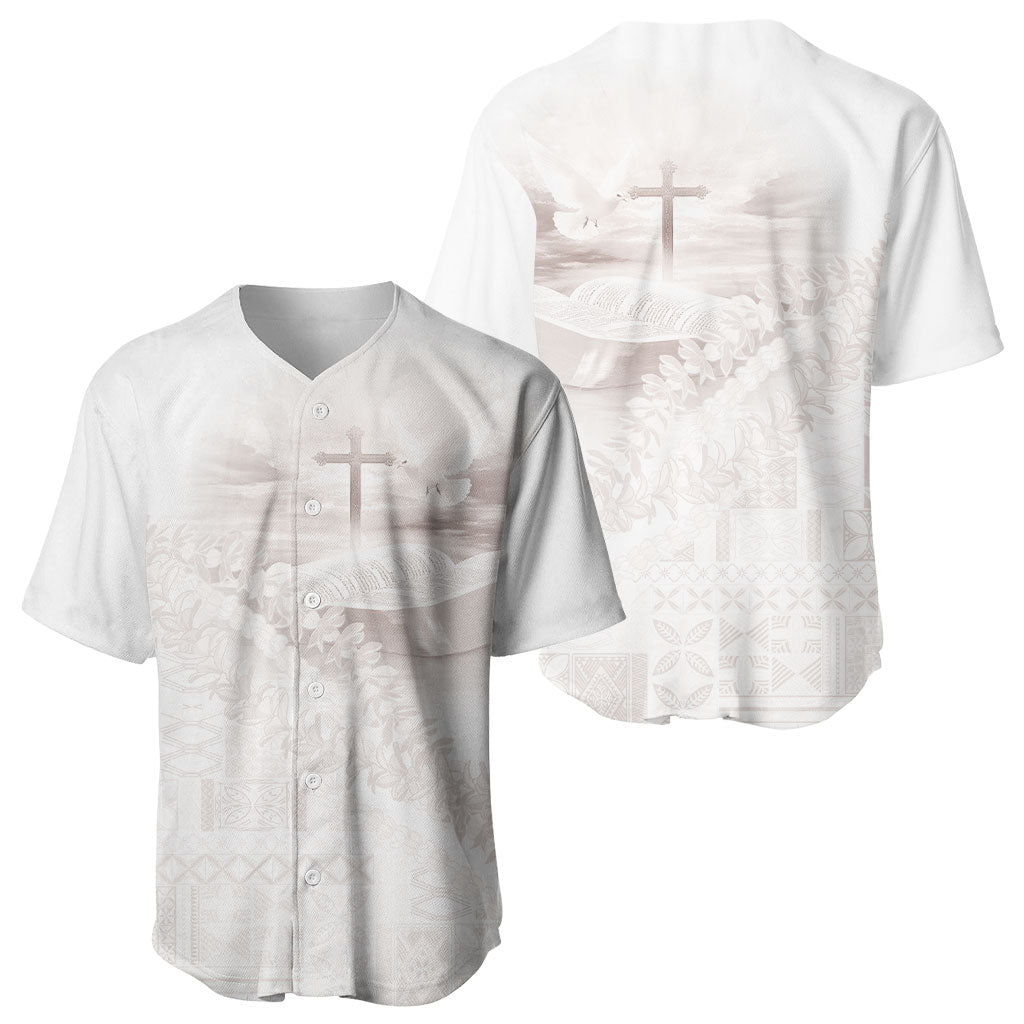 Samoa Lotu Tamaiti White Prayers Baseball Jersey Floral Mamanu Siapo LT7 - Polynesian Pride