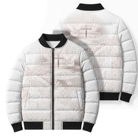 Samoa Lotu Tamaiti White Prayers Bomber Puffer Jacket Floral Mamanu Siapo LT7 - Polynesian Pride
