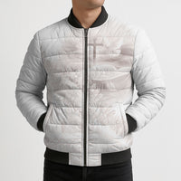 Samoa Lotu Tamaiti White Prayers Bomber Puffer Jacket Floral Mamanu Siapo LT7 - Polynesian Pride