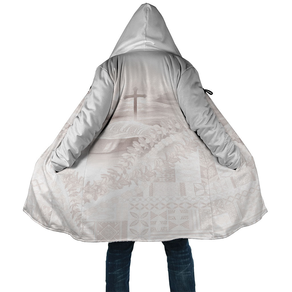Samoa Lotu Tamaiti White Prayers Cloak Floral Mamanu Siapo LT7 Unisex White - Polynesian Pride