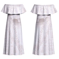 Samoa Lotu Tamaiti White Prayers Couples Matching Off Shoulder Maxi Dress and Long Sleeve Button Shirt Floral Mamanu Siapo LT7 - Polynesian Pride