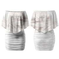 Samoa Lotu Tamaiti White Prayers Couples Matching Off Shoulder Short Dress and Hawaiian Shirt Floral Mamanu Siapo LT7 - Polynesian Pride