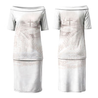Samoa Lotu Tamaiti White Prayers Couples Matching Puletasi and Long Sleeve Button Shirt Floral Mamanu Siapo LT7 - Polynesian Pride