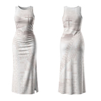 Samoa Lotu Tamaiti White Prayers Couples Matching Tank Maxi Dress and Hawaiian Shirt Floral Mamanu Siapo LT7 - Polynesian Pride