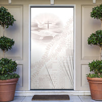 Samoa Lotu Tamaiti White Prayers Door Cover Floral Mamanu Siapo LT7 White - Polynesian Pride