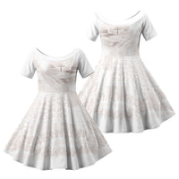 Samoa Lotu Tamaiti White Prayers Family Matching Mermaid Dress and Hawaiian Shirt Floral Mamanu Siapo LT7 Daughter's Dress White - Polynesian Pride
