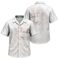 Samoa Lotu Tamaiti White Prayers Family Matching Mermaid Dress and Hawaiian Shirt Floral Mamanu Siapo LT7 Son's Shirt White - Polynesian Pride