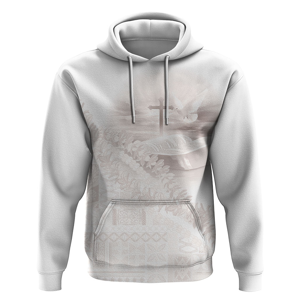 Samoa Lotu Tamaiti White Prayers Hoodie Floral Mamanu Siapo LT7 Pullover Hoodie White - Polynesian Pride