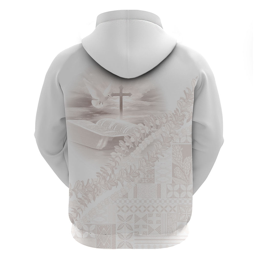 Samoa Lotu Tamaiti White Prayers Hoodie Floral Mamanu Siapo LT7 - Polynesian Pride