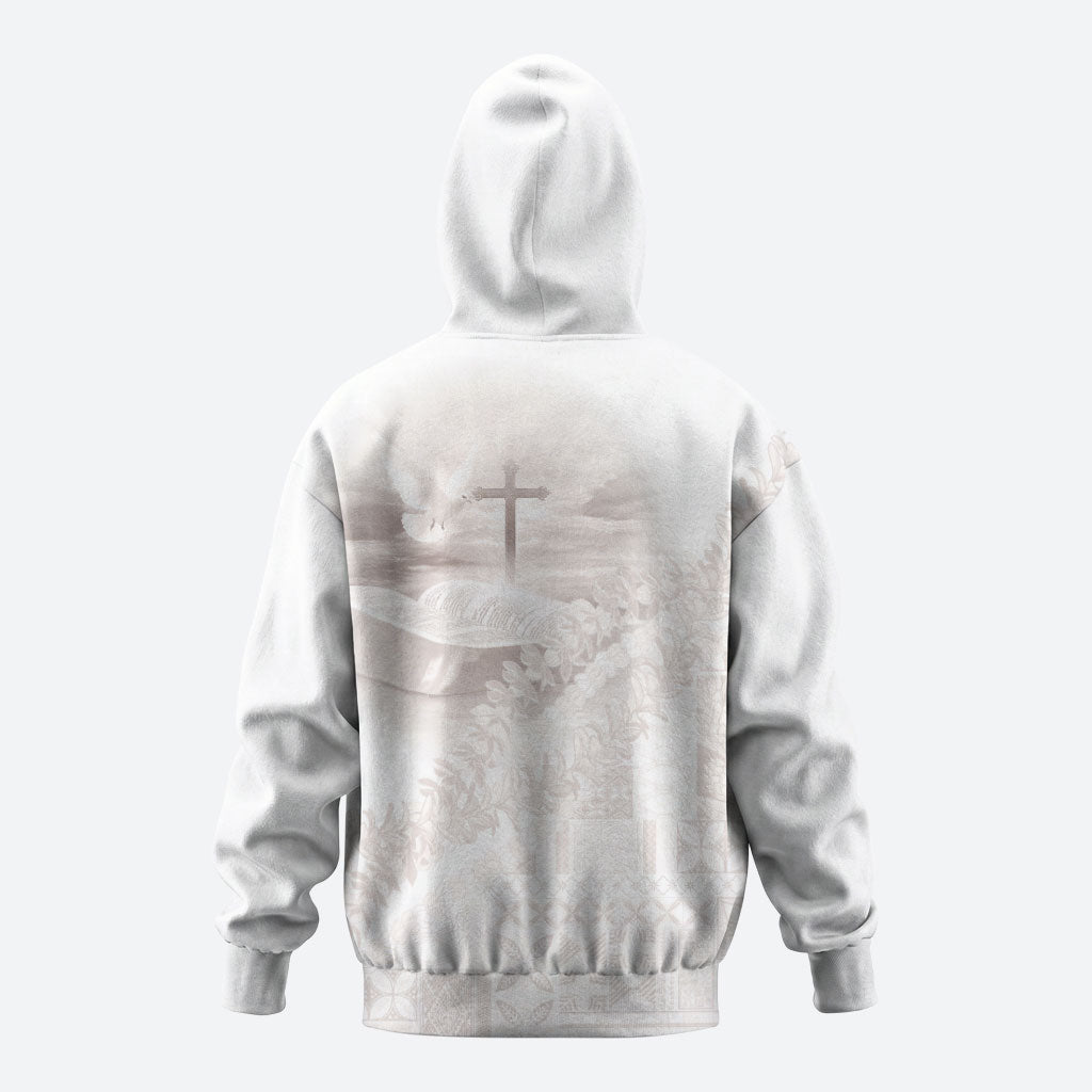 Samoa Lotu Tamaiti White Prayers Hoodie Floral Mamanu Siapo LT7 - Polynesian Pride