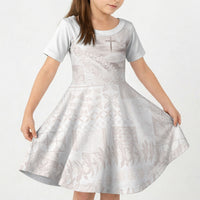 Samoa Lotu Tamaiti White Prayers Kid Short Sleeve Dress Floral Mamanu Siapo LT7 KID White - Polynesian Pride