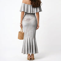Samoa Lotu Tamaiti White Prayers Mermaid Dress Floral Mamanu Siapo LT7 - Polynesian Pride