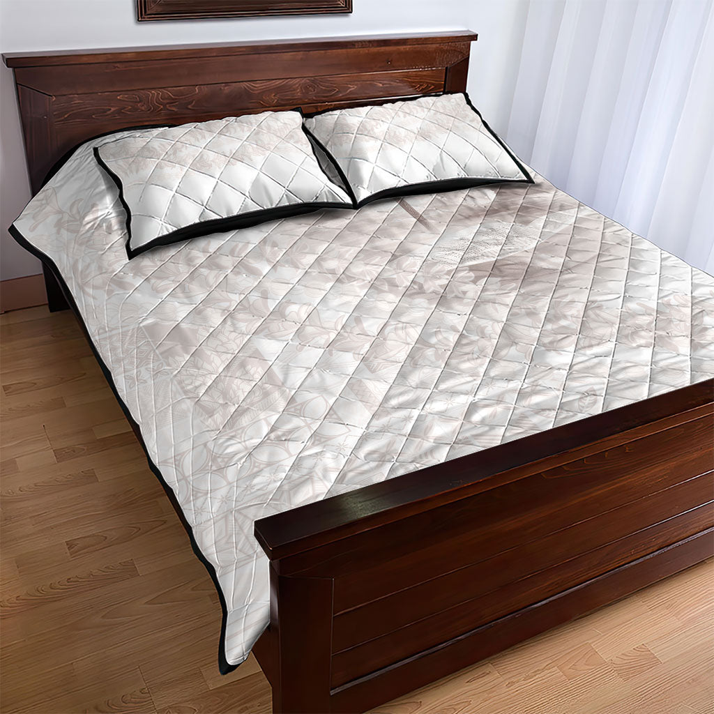 Samoa Lotu Tamaiti White Prayers Quilt Bed Set Floral Mamanu Siapo LT7 - Polynesian Pride
