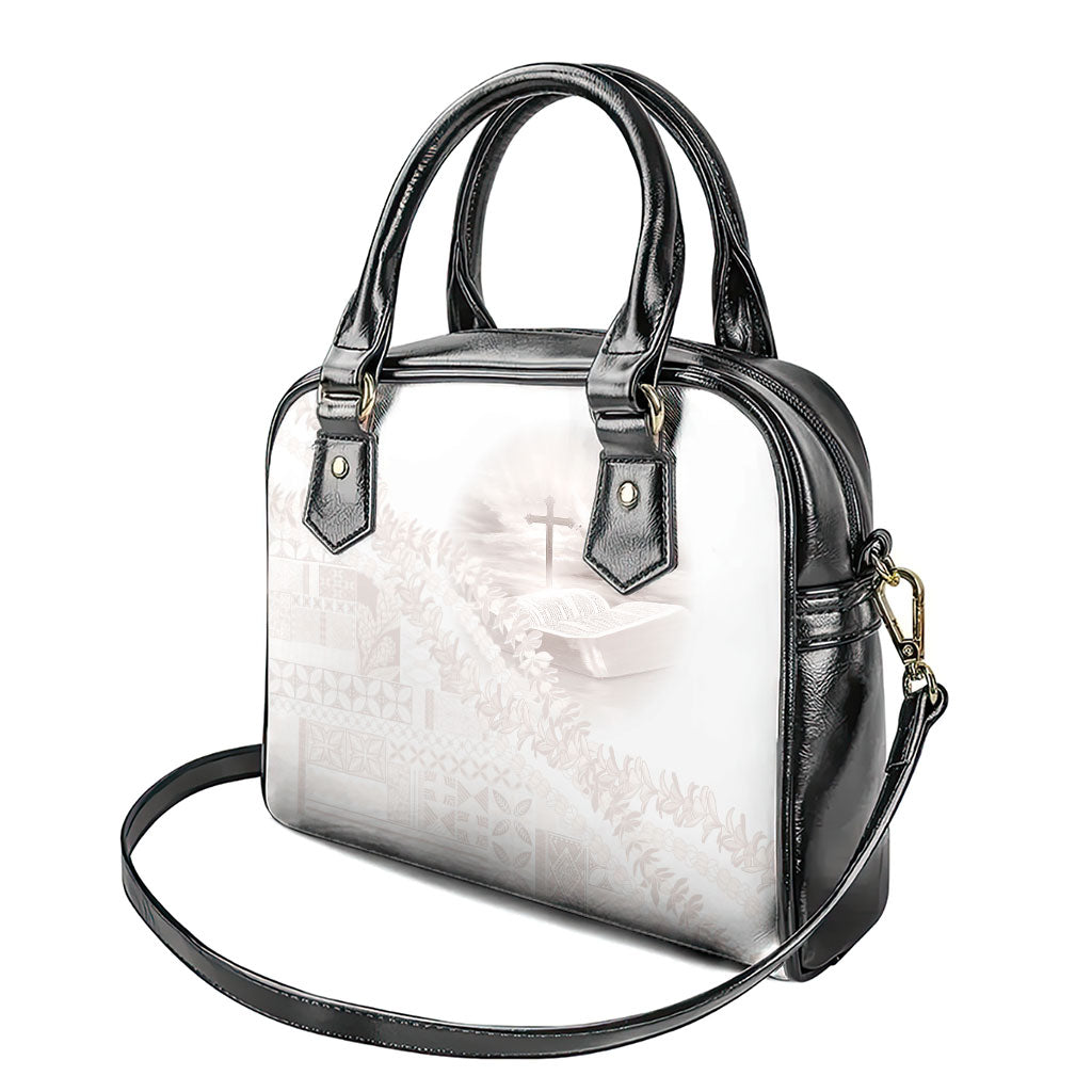 Samoa Lotu Tamaiti White Prayers Shoulder Handbag Floral Mamanu Siapo LT7 - Polynesian Pride