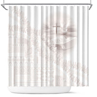 Samoa Lotu Tamaiti White Prayers Shower Curtain Floral Mamanu Siapo LT7 White - Polynesian Pride