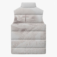 Samoa Lotu Tamaiti White Prayers Sleeveless Puffer Jacket Floral Mamanu Siapo LT7 - Polynesian Pride