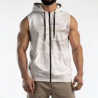 Samoa Lotu Tamaiti White Prayers Sleeveless Zip Hoodie Floral Mamanu Siapo LT7 - Polynesian Pride