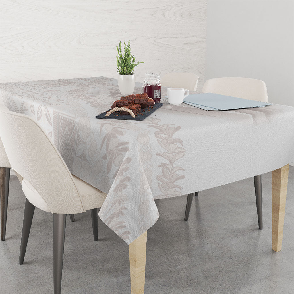Samoa Lotu Tamaiti White Prayers Tablecloth Floral Mamanu Siapo LT7 - Polynesian Pride