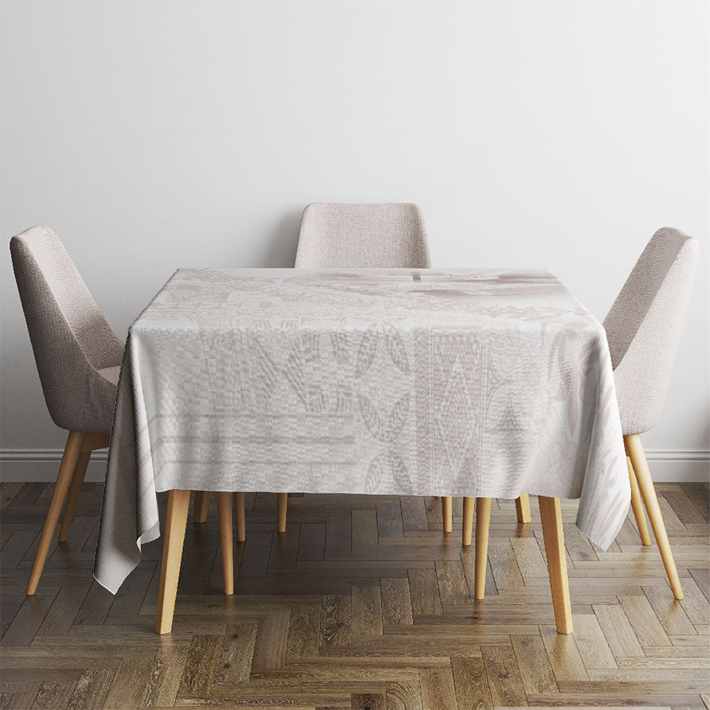Samoa Lotu Tamaiti White Prayers Tablecloth Floral Mamanu Siapo LT7 - Polynesian Pride