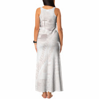 Samoa Lotu Tamaiti White Prayers Tank Maxi Dress Floral Mamanu Siapo LT7 - Polynesian Pride