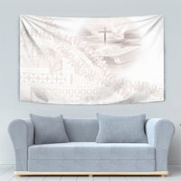 Samoa Lotu Tamaiti White Prayers Tapestry Floral Mamanu Siapo LT7 - Polynesian Pride