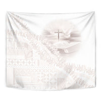 Samoa Lotu Tamaiti White Prayers Tapestry Floral Mamanu Siapo LT7 - Polynesian Pride