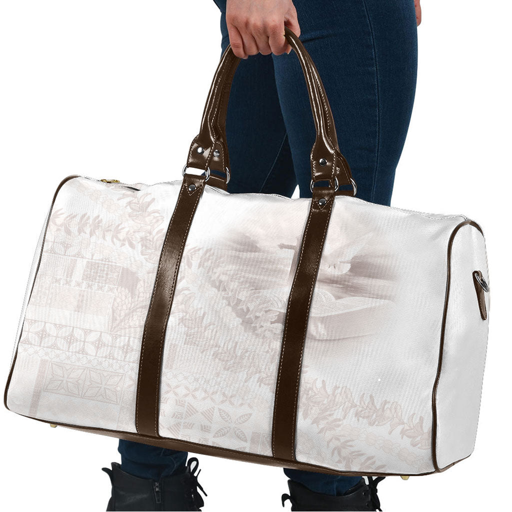 Samoa Lotu Tamaiti White Prayers Travel Bag Floral Mamanu Siapo LT7 - Polynesian Pride