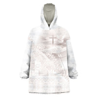Samoa Lotu Tamaiti White Prayers Wearable Blanket Hoodie Floral Mamanu Siapo LT7 One Size White - Polynesian Pride