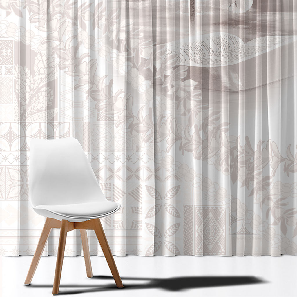 Samoa Lotu Tamaiti White Prayers Window Curtain Floral Mamanu Siapo LT7 - Polynesian Pride