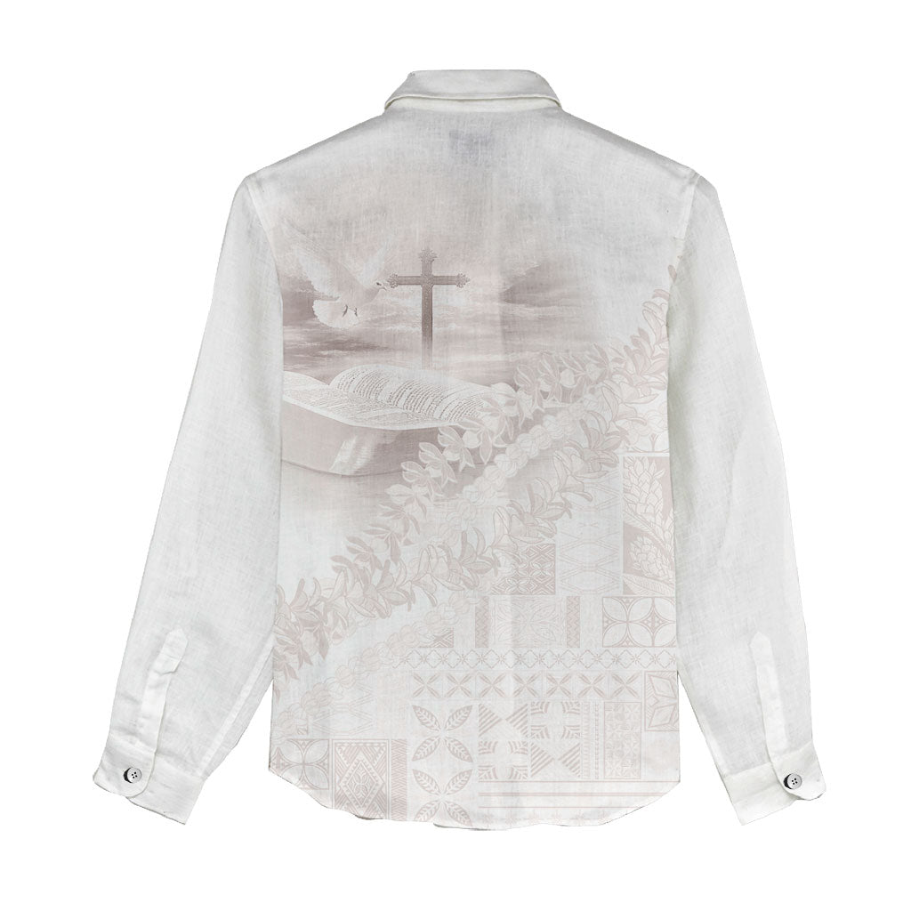 Samoa Lotu Tamaiti White Prayers Women Casual Shirt Floral Mamanu Siapo LT7 - Polynesian Pride