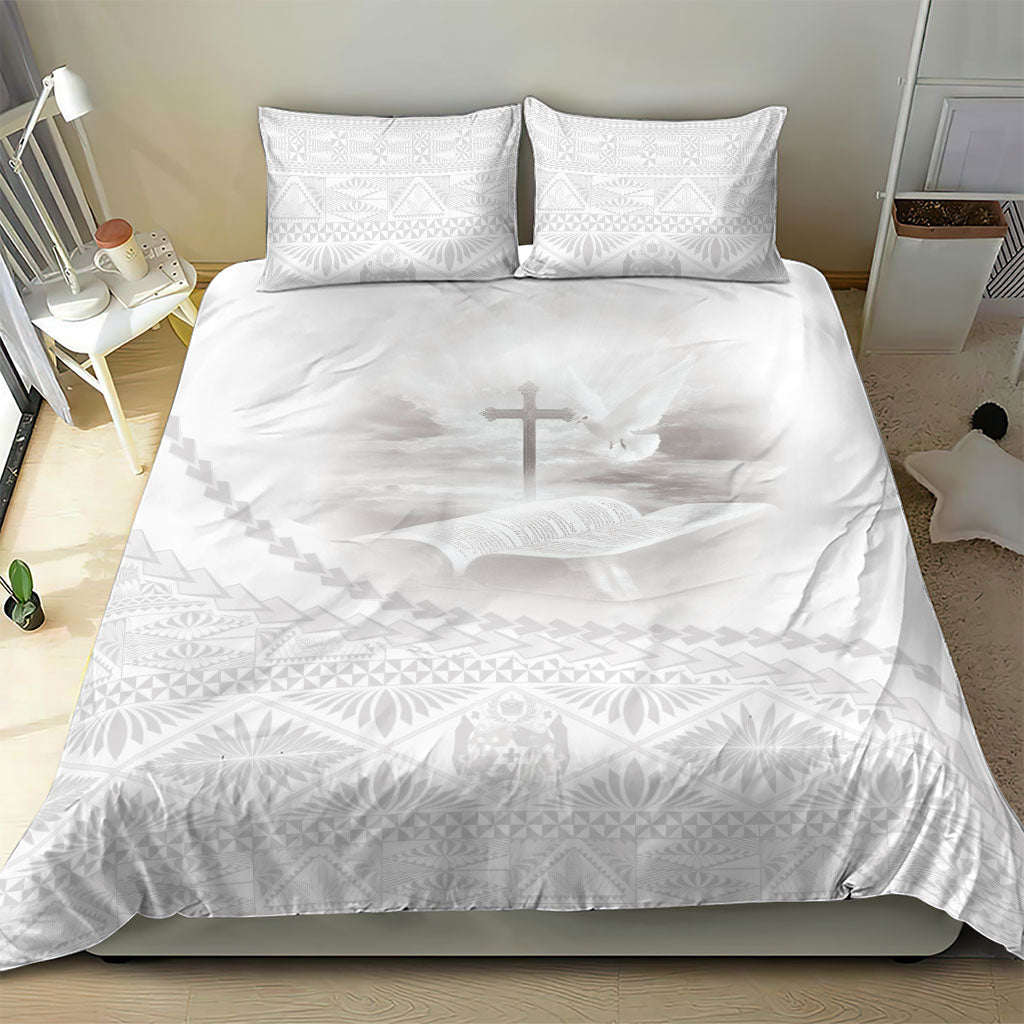 Tonga White Sunday Fakame Bedding Set Tokelaufeletoa Kupesi LT7 - Polynesian Pride