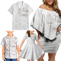 Tonga White Sunday Fakame Family Matching Off Shoulder Short Dress and Hawaiian Shirt Tokelaufeletoa Kupesi LT7 - Polynesian Pride