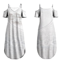 Tonga White Sunday Fakame Family Matching Summer Maxi Dress and Hawaiian Shirt Tokelaufeletoa Kupesi LT7 Mom's Dress White - Polynesian Pride