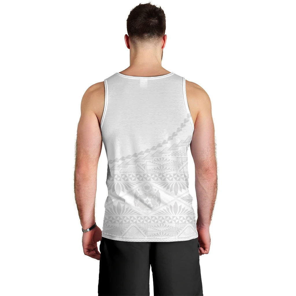 Tonga White Sunday Fakame Men Tank Top Tokelaufeletoa Kupesi LT7 - Polynesian Pride