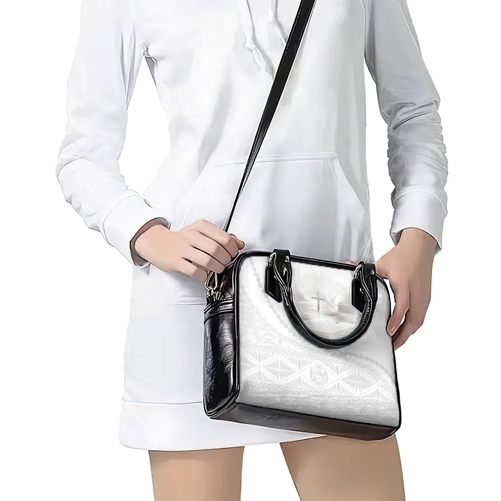 Tonga White Sunday Fakame Shoulder Handbag Tokelaufeletoa Kupesi LT7 - Polynesian Pride