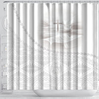 Tonga White Sunday Fakame Shower Curtain Tokelaufeletoa Kupesi LT7 - Polynesian Pride