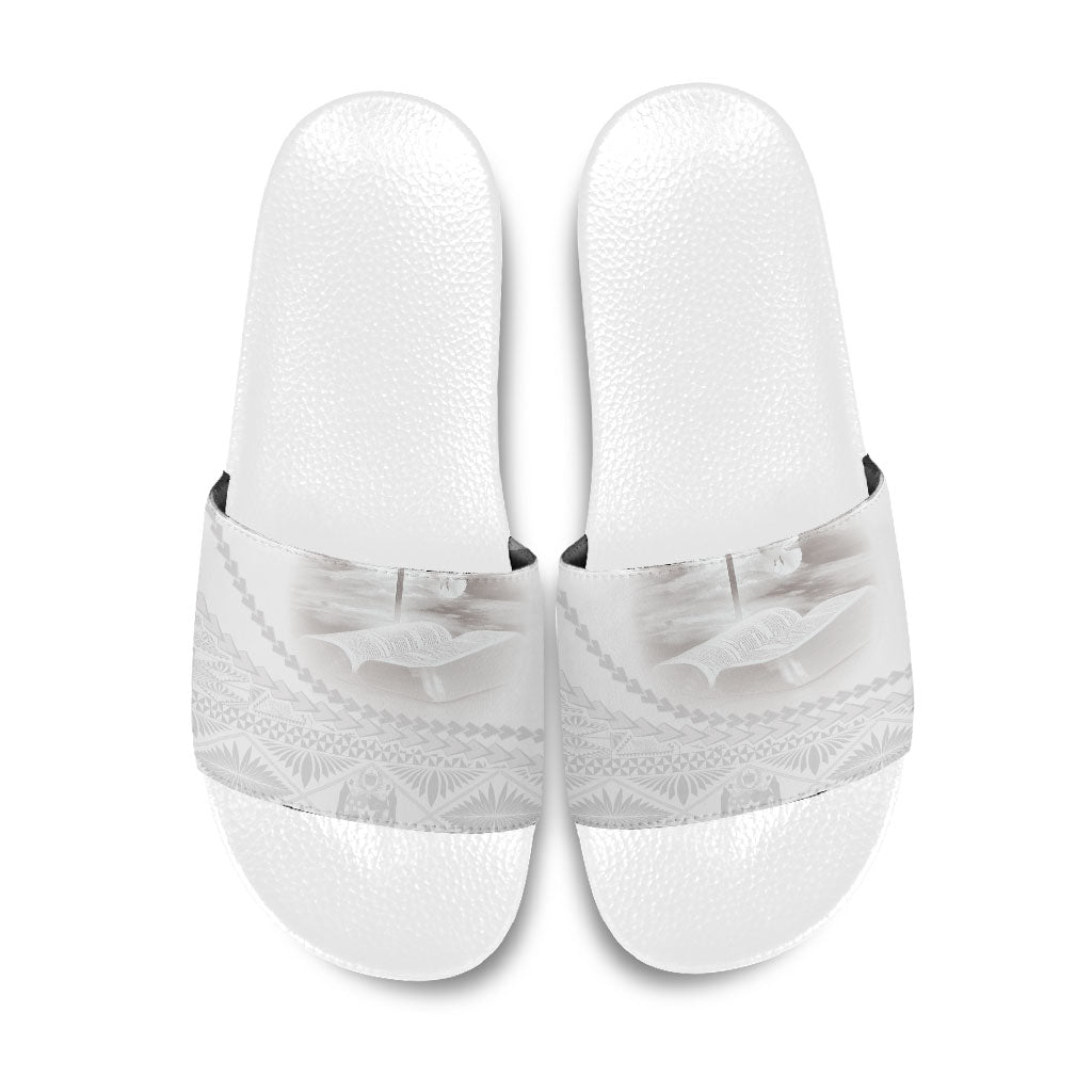 Tonga White Sunday Fakame Slide Sandals Tokelaufeletoa Kupesi LT7 White - Polynesian Pride