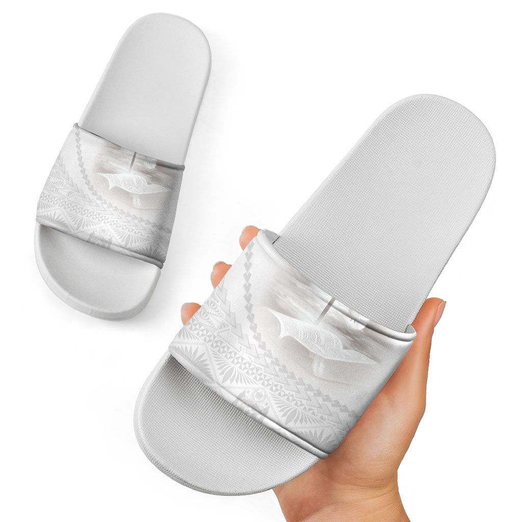 Tonga White Sunday Fakame Slide Sandals Tokelaufeletoa Kupesi LT7 - Polynesian Pride