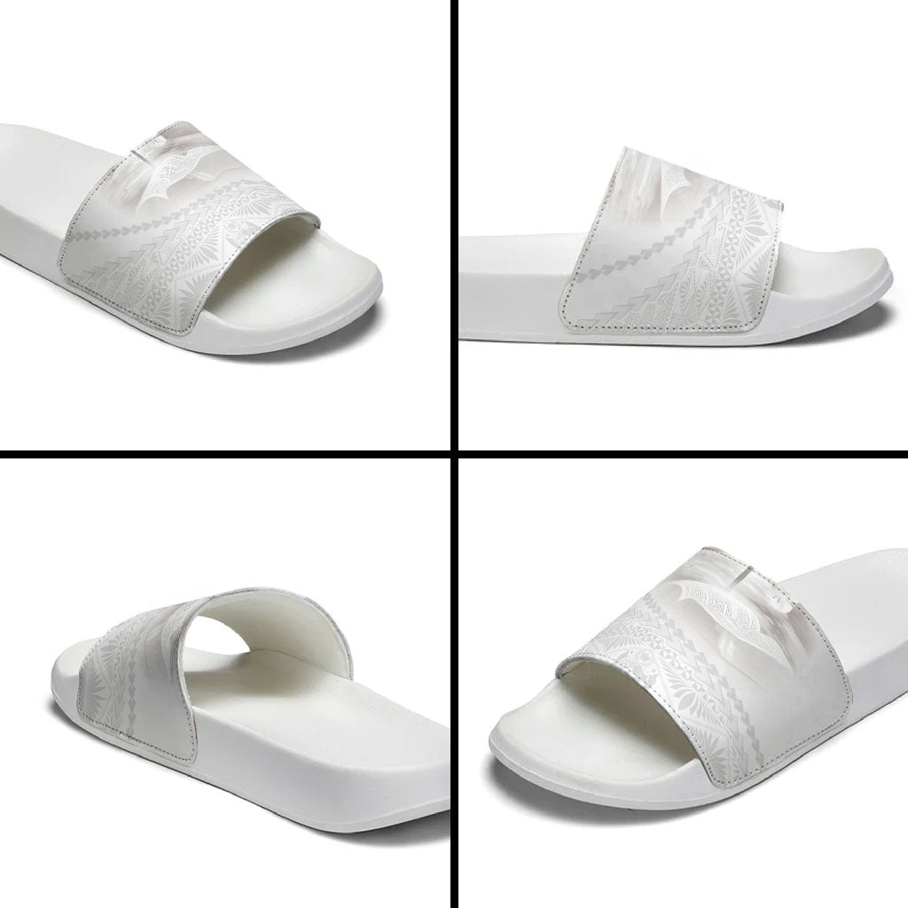 Tonga White Sunday Fakame Slide Sandals Tokelaufeletoa Kupesi LT7 - Polynesian Pride