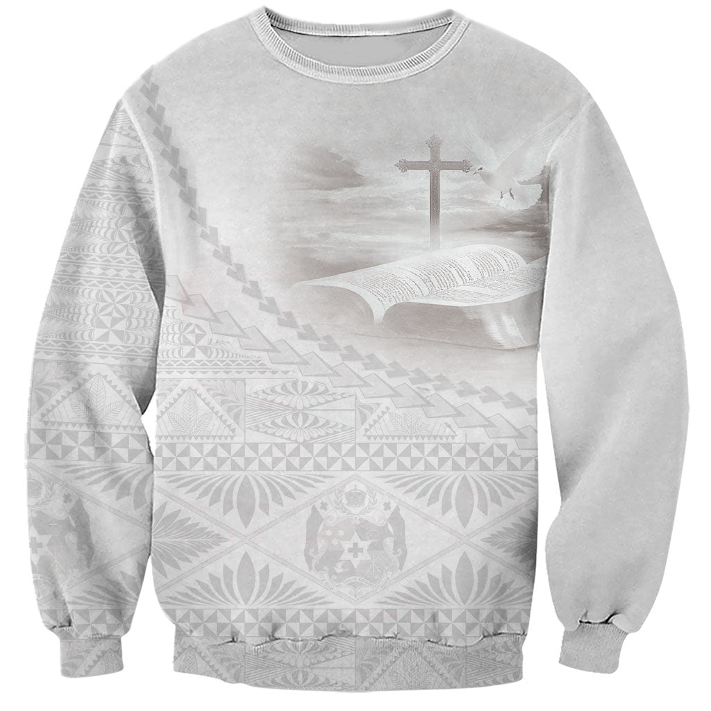 Tonga White Sunday Fakame Sweatshirt Tokelaufeletoa Kupesi LT7 Unisex White - Polynesian Pride