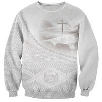 Tonga White Sunday Fakame Sweatshirt Tokelaufeletoa Kupesi LT7 Unisex White - Polynesian Pride