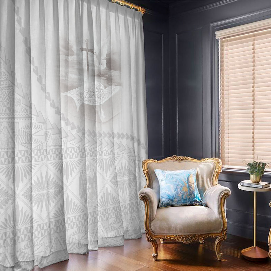 Tonga White Sunday Fakame Window Curtain Tokelaufeletoa Kupesi LT7 - Polynesian Pride