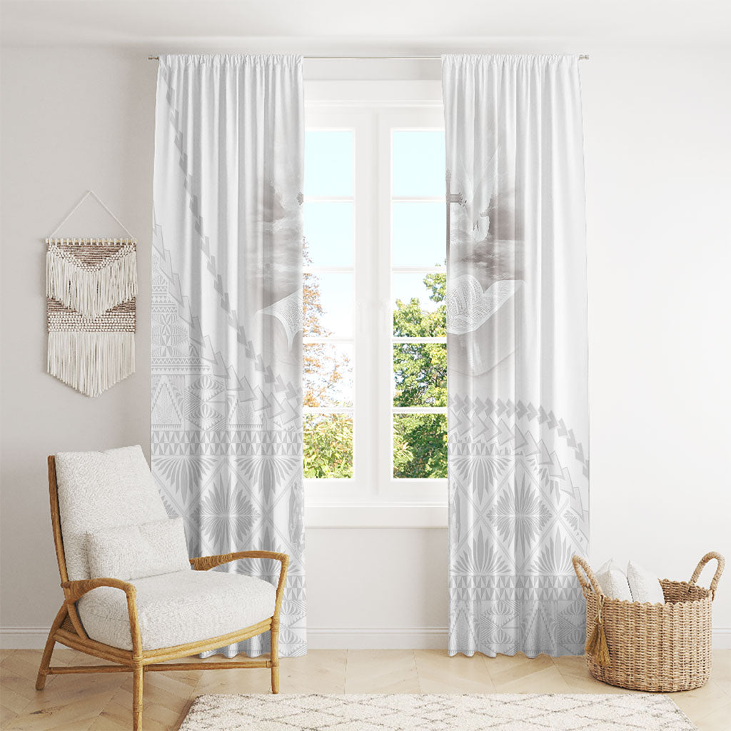 Tonga White Sunday Fakame Window Curtain Tokelaufeletoa Kupesi LT7 - Polynesian Pride