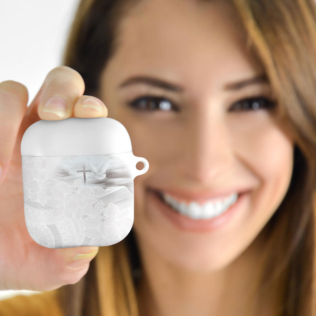 Niue White Sunday Tapu Fanau AirPods Case Fiti Pua Mix Hiapo Tapa LT7 - Polynesian Pride