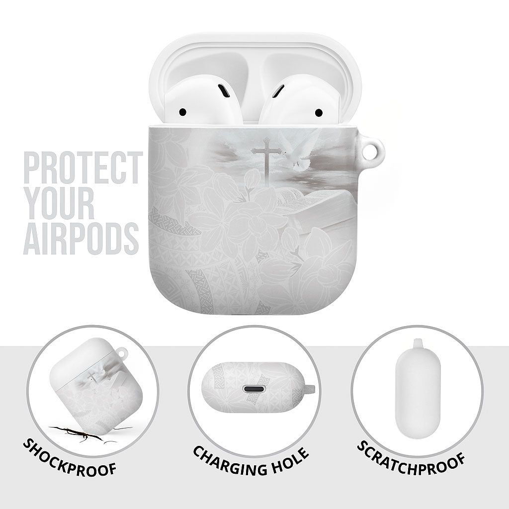 Niue White Sunday Tapu Fanau AirPods Case Fiti Pua Mix Hiapo Tapa LT7 - Polynesian Pride