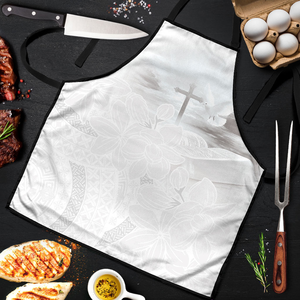 Niue White Sunday Tapu Fanau Apron Fiti Pua Mix Hiapo Tapa LT7 White - Polynesian Pride