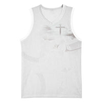 Niue White Sunday Tapu Fanau Basketball Jersey Fiti Pua Mix Hiapo Tapa LT7 Unisex White - Polynesian Pride