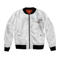 Niue White Sunday Tapu Fanau Bomber Jacket Fiti Pua Mix Hiapo Tapa LT7 Unisex White - Polynesian Pride