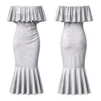 Niue White Sunday Tapu Fanau Family Matching Mermaid Dress and Hawaiian Shirt Fiti Pua Mix Hiapo Tapa LT7 Mom's Dress White - Polynesian Pride